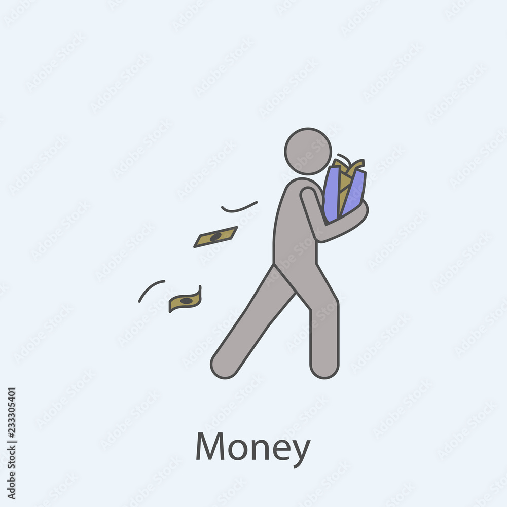 Poster man with money 2 colored line icon. simple colored element illustration. outline symbol design from 