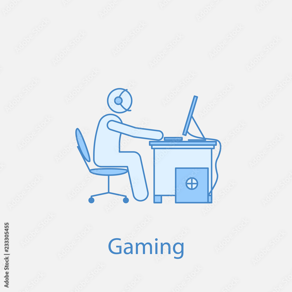 Poster workerr is playing game 2 colored line icon. simple colored element illustration. workerr is playing