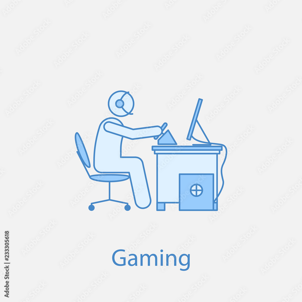 Poster workerr is playing game 2 colored line icon. simple colored element illustration. workerr is playing