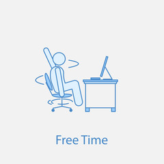 worker in free time 2 colored line icon. Simple colored element illustration. worker in free time outline symbol design from man in the office in fron of computer set