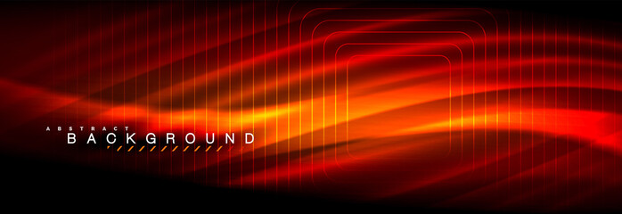 Neon glowing fluid wave lines, magic energy space light concept, abstract background wallpaper design