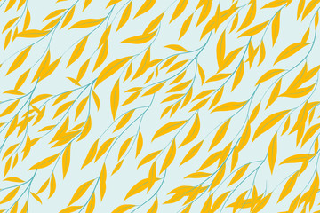 Floral Seamless Pattern in Pastel Color Design. Vector Eucalyptus Leaves and Beautiful Blossom Elements. Botanical Summer Background. Floral Seamless Pattern for Wedding Design, Print, Textile, Fabric