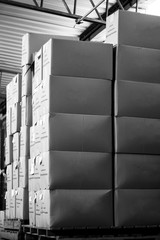 stacked boxes in black and white