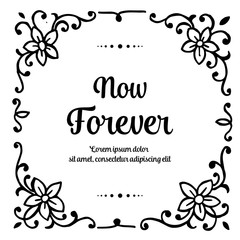 Vector flowers for card with now forever text