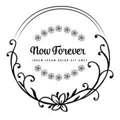 Vector flowers for card with now forever text