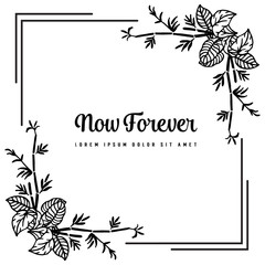wreath of flowers in hand draw style with white background