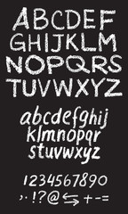 White chalk hand drawing vector alphabet