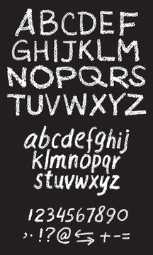 White chalk hand drawing vector alphabet