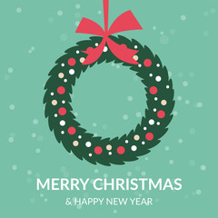 merry christmas and happy new year greeting card