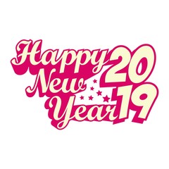 Greeting Card Happy New Year 2019 Design Illustration