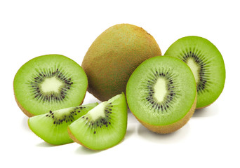 Slice of fresh juicy delicious and healthy kiwi fruit, isolated on white background.