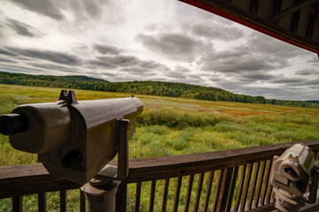 Spotting scope in observatory in Erie national wildlife refuge