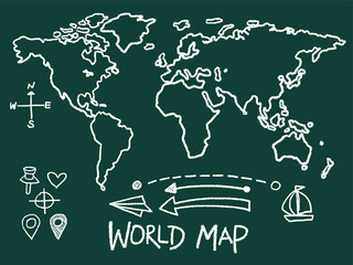 vector sketch style world map
