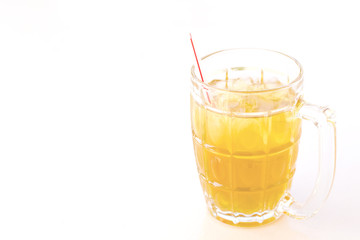 Iced chrysanthemum tea on white background