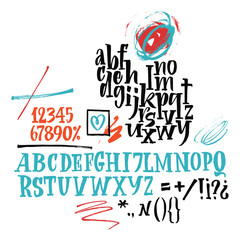 Fototapeta premium Vector alphabet. Hand drawn letters. Letters of the alphabet written with a brush.