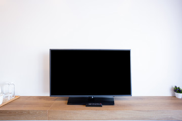 monitor led television or TV on brick wall interior room,black screen