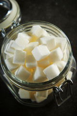 Sugar cubes in jar 
