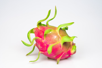 red dragonfruit (pitahaya) on white background