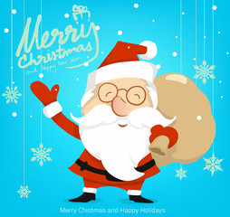 cartoon santaclaus and snow, merry christmas,space,vector