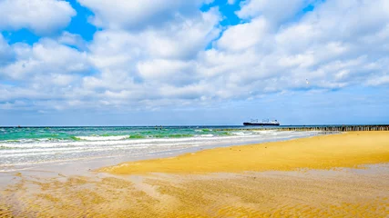 Tuinposter Beach at the North Sea and Westerschelde near the harbor city of Vlissingen in Zeeland Province, the Netherlands © hpbfotos
