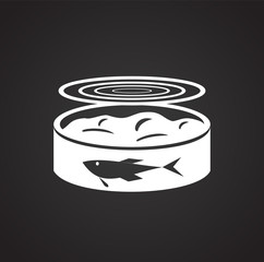 Canned fish on black background icon