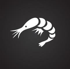 Shrimp on black background icon