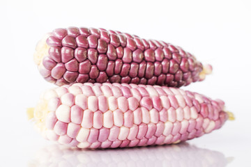 Purple corn isolated on  white background, Healthy food product