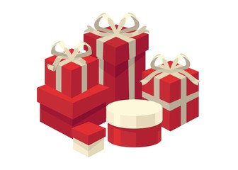 Gift boxes of different shapes and colors set vector.