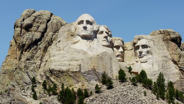 View of stone carved Presidents Mount Rushmore USA
