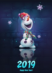 Vector illustration cartoon snowman