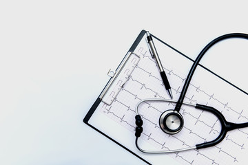 Stethoscope black medical clipboard