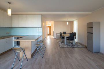 7501180 Modern home interior. Fitted kitchen in the house. The interior of the room.