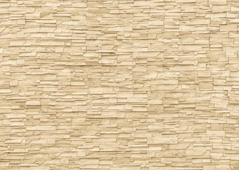 Crédence de cuisine en verre imprimé Pierres Mur de carreaux de brique de pierre de roche texture âgée de fond détaillé en couleur beige crème jaune
