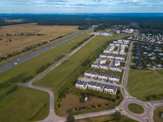 Obraz premium Modern settlement of row houses of condominiums.