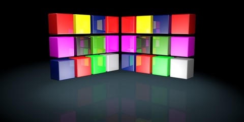 3D Render illustration abstract background with squares