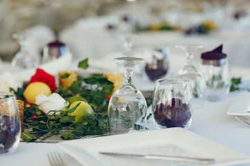 Glasses on a table