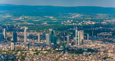 Fototapeta na wymiar aerial view to skyline of Frankfurt