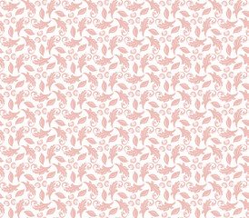 Floral ornament. Seamless abstract classic background with flowers. Pattern with repeating pink floral elements