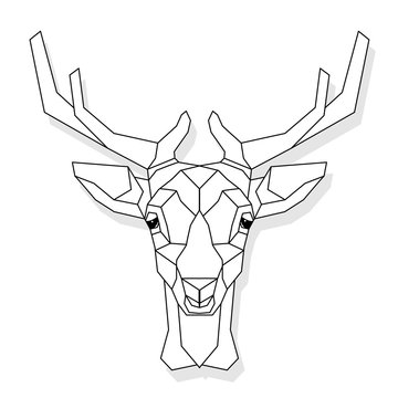 Stylized deer head vector illustration isolated on white background