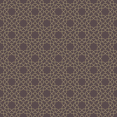 Seamless ornament in arabian style. Geometric abstract brown and golden background. Pattern for wallpapers and backgrounds