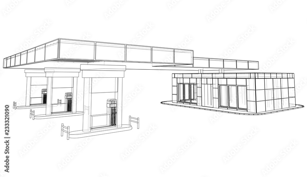 Poster gas station. vector rendering of 3d