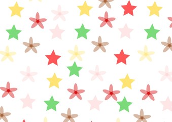 Fototapeta na wymiar pattern background with star and flower on white background