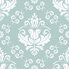 Orient classic light blue and white pattern. Seamless abstract background with vintage elements. Orient background