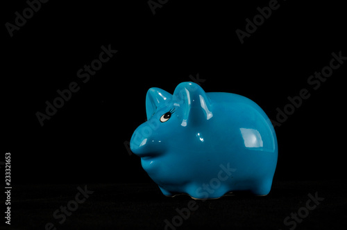 Blue Piggy Bank Or Money Box Isolated Stock Photo And - 