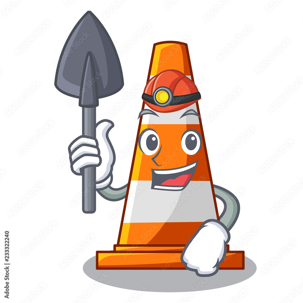 Wall mural Miner the traffic cone with character shape