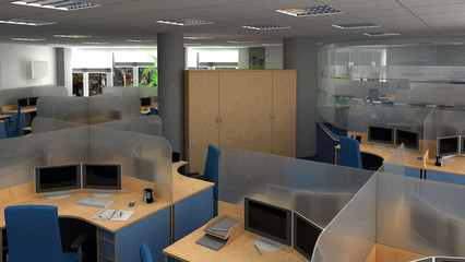 office, interior visualization, 3D illustration
