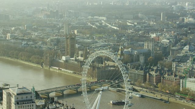 Aerial view of London Eye in Capital city of England