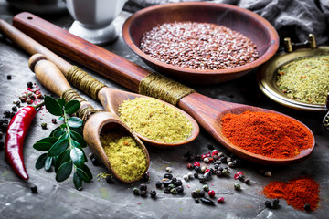 Obraz na płótnie Canvas Spices and condiments for food