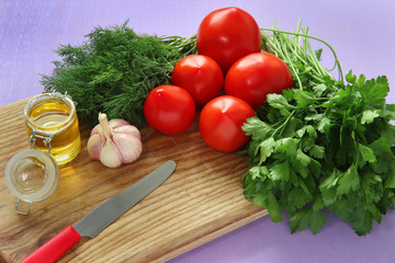 fresh vegetables on a cutting board