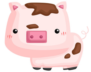 a vector of a cute and adorable pig